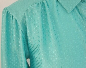 Splendid Vintage Jade green shirt / Blouse – 80s Retro – Large
