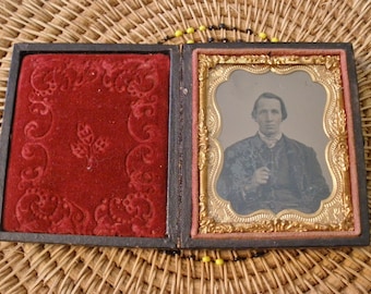 Antique Framed Tin Type Photo #1