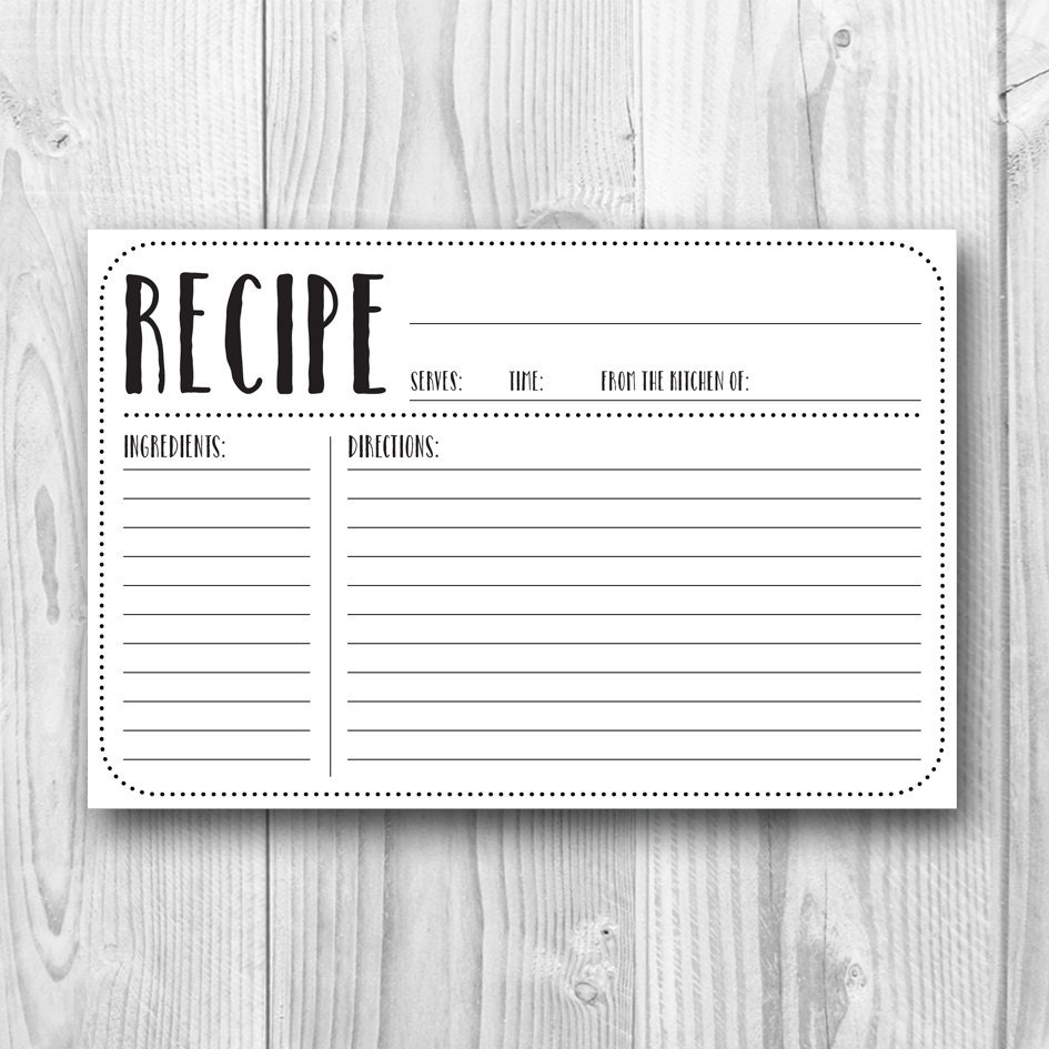 template for 4 x 6 recipe card