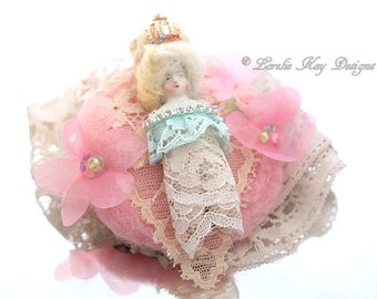 Marie Antoinette Inspired Art Doll Brooch Jewelry Sugary Sweet Assemblage Art Doll Jewelry Pin Lorelie Kay Original