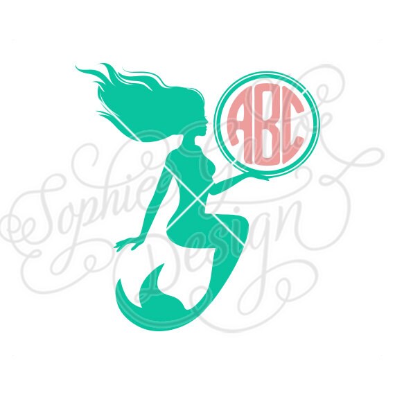 Download Mermaid Monogram SVG DXF PNG digital download files for