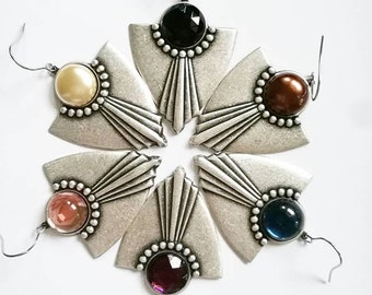 Art Deco earrings | Tribal earrings | Chandelier earrings | Boho earrings | Ethnic earrings | Shield earrings | Art Deco jewelry | Jewelry