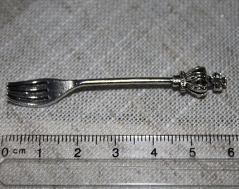 Silver-plated fork charm