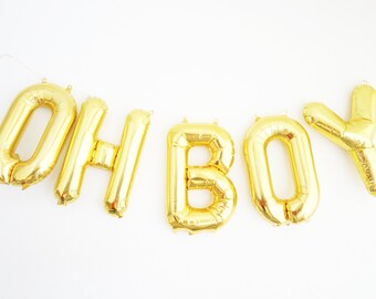 OH BOY balloons - gold mylar foil letter balloon banner kit