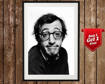 Woody Allen Portrait, Woody Allen Poster, Woody Allen Funny, Woody Allen Print, Black White, Movie Director, Hollywood, New York, confused