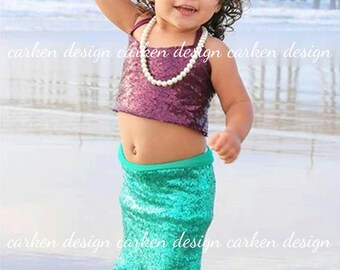 mermaid top party mermaid halloween costume shirt halter sequin mermaid crop top tank top shirt READY TO SHIP birthday costume baby toddler