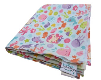 Splat Mat Mermaids Splash Mat Highchair mat waterproof baby weaning Messy mat Sea Animals Food Catcher