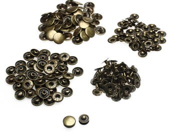 Press Studs - Size 15mm - S Spring Bronze Press Studs Snap Fastener Poppers Button Sewing Clothing