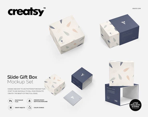 Download Slide Gift Box Mockup Set Personalized Box Slide box