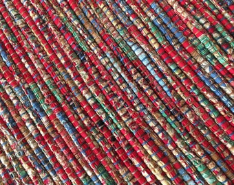 Hand Woven Table Runner County Fair Red 15" x 32"