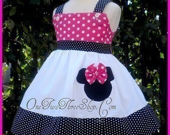 Custom Boutique Disney Minnie Mouse Small hot pink Dot Dress