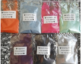 Free ship 7 different colors mica pigments, great for slimes, nails, soap making etc (read description)