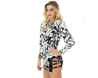 Vintage 80s Oleg Cassini For Neiman Marcus Sequin Top