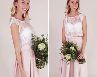 Bridal bolero, ivory corded lace with cap sleeves and eyelash fringe detail, uk sz 10, sample sale
