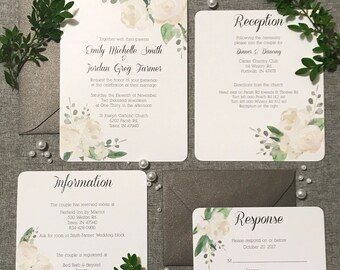 Grey Floral Wedding Invitation