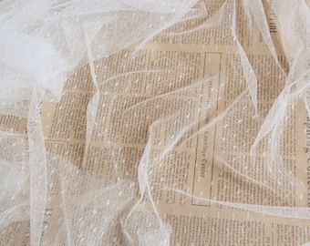 off white mesh Lace Fabrics, dots Gauze Fabric , wedding Mesh, tulle lace fabric