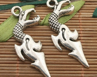 15pcs dark silver tone crocodile pendant charm h3428