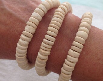 coconut wood bracelet, beach bracelet, bohemian accessory, beach jewelry, beachcomber jewelry