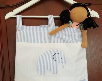 Cot tidy or bedroom tidy with appliqued animal.
