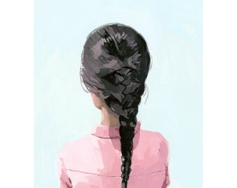 5x7" hair art - braid print - "Braid 6" giclee print