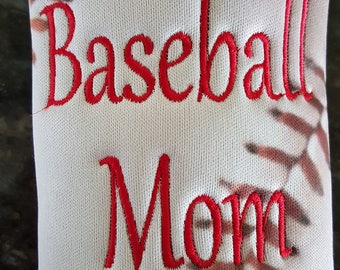 Beer Can Cozie or Water Bottle Cozie - Baseball Mom