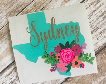 Personalized Floral Texas Decal | Texas Yeti Decal | Texas Car Decal | State Decal | Yeti Decal | Car Decal | ALL STATES AVAILABLE