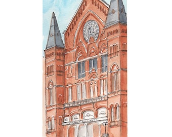Music Hall Watercolor Print, Cincinnati, Ohio
