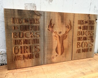 Hunting Nursery Sign with Ducks, Trucks & 8 Point Bucks