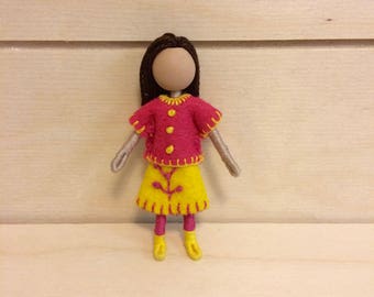 Anna - Pocket doll - Dollhouse doll - Miniature doll - Bendy doll - Faceless doll - Waldorf doll - Montessori toy