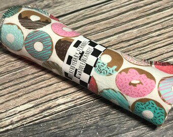 RockerByeBasics Large Newborn swaddle baby Blanket 36x42 Donut Donuts Pink Teal Aqua Brown
