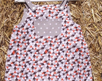 Cute 12 month reversible cotton overalls