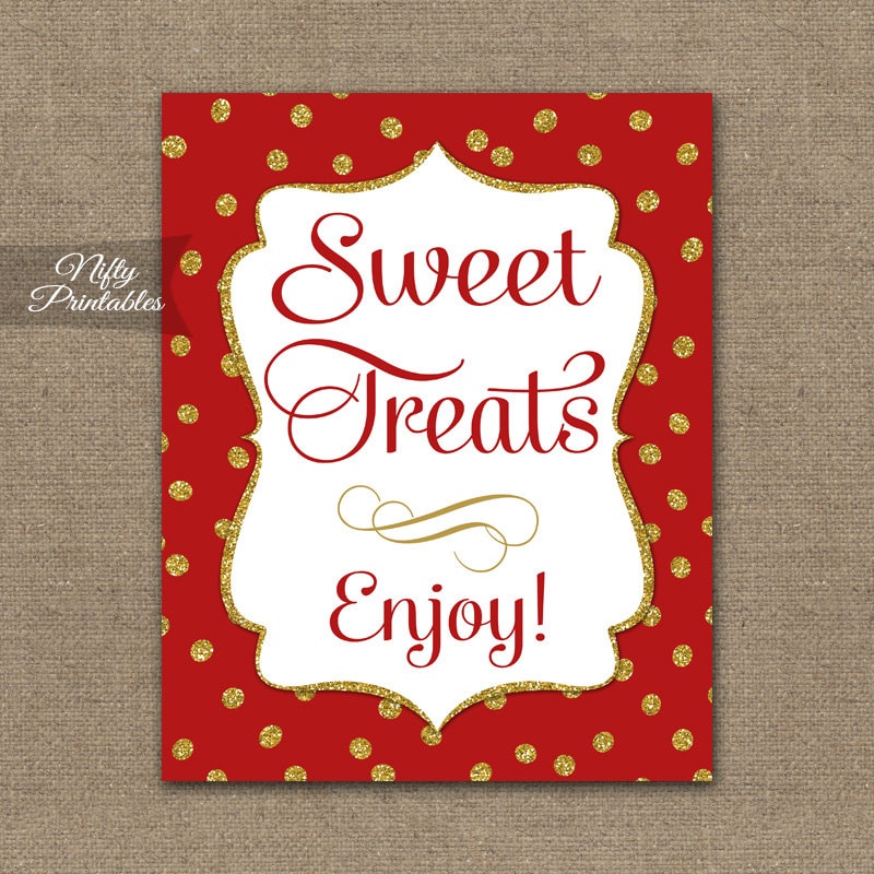 Sweet Treats Sign Red Printable Dessert Table Signs Baby