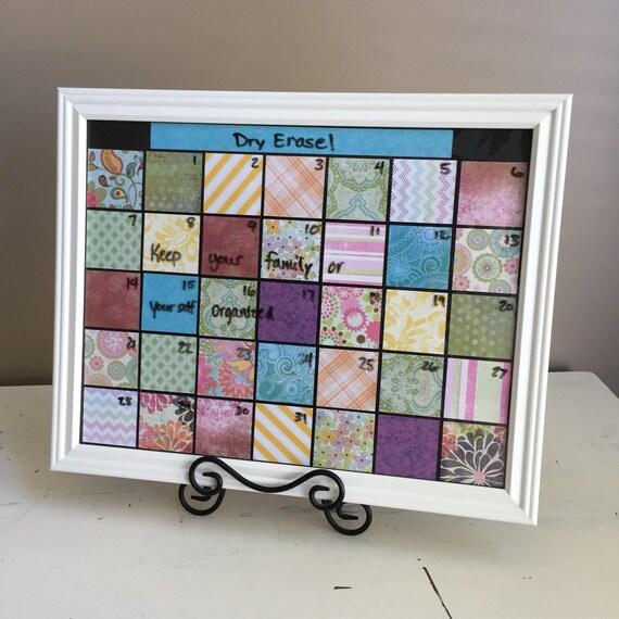 Dry Erase Monthly Calendar Reusable Planner Framed Family