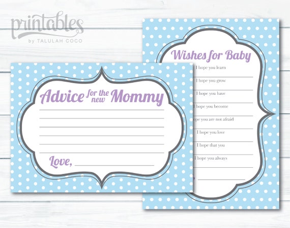 Baby Shower Advice Card Set Printable Well Wishes For Baby Boy