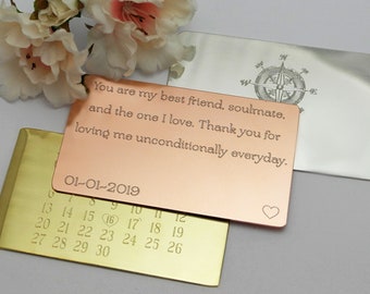 Copper Wallet Insert Card Copper Anniversary Gift for Men Personalised Engraved Metal Husband Boyfriend 7 Year Christmas Gift For him
