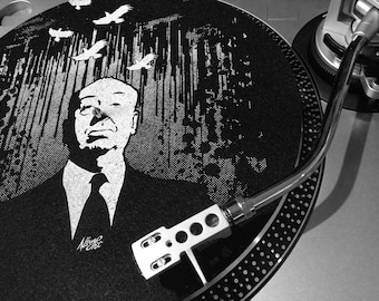Alfred Hitchcock LP Slipmat - Hand Printed Felt Turntable Mat