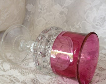 Vintage Tiffin Kings Crown Cranberry Flashed Water Goblet Exquisite Flawless 1943-1965 Discontinued