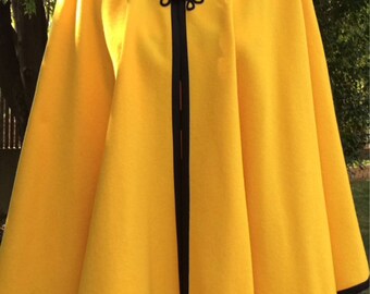 Yellow 100% wool cape/cloak, warm cape, women's cape, maternity cape, nursing cape