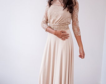 Champagne bridal skirt, long simple skirt, light beige long skirt, beige maxi skirt, wedding skirt, simple long skirt, long champagne skirt