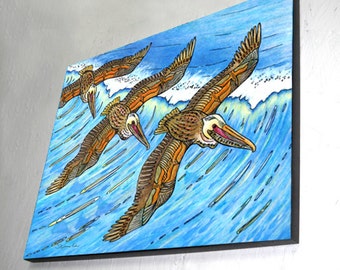 Wings over Waves, Wood Wall Panel, Ready to Hang