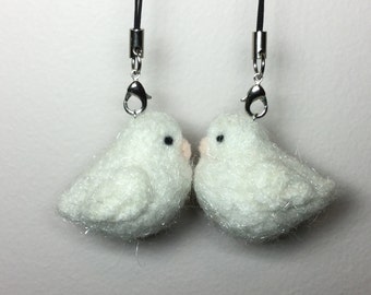 Needle Felted Bird, Needle Felted Dove, Dove Keychain, Felted Bird, Miniature Dove, Bird Ornament, Needle Felted Animal, Bird Bag Charm