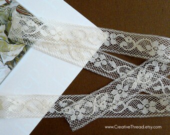 6 Yards - Delicate French Lace Insertion - Cotton Lace - Heirloom Lace - Lace Insertion - Doll Lace - ECRU/IVORY - 5/8" wide - No. 215