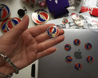 Grateful Dead Sticker-Metal Steal Your Face-1"