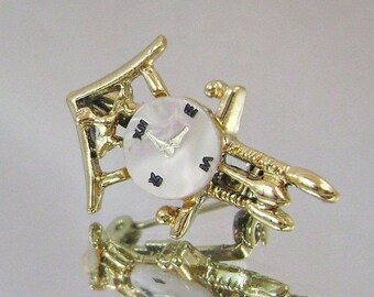 SUPER SALE Vintage Brooch Mother of Pearl Cuckoo Clock