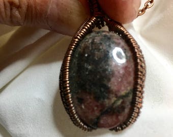 Rhodonite - Wire Wrapped necklace