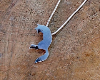 Prancing Fox Necklace, Handmade Sterling Silver. Fox Jewelry, Fox pendant, animal pendant, animal Jewelry, Nature Lover, Fox lover