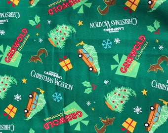 Griswold Christmas Vacation Fabric, on Green Background - National Lampoon ~100% Cotton~Fat Quarter/ FQ or Half Yard
