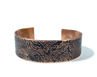 Etched Copper Cuff Bracelet - Free Domestic Shipping