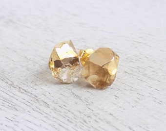 November Birthstone, Citrine Earrings, Raw Citrine Stud Earrings, Gold Earrings, Gemstone Earrings, Raw Stone Earrings, Chunky Studs, G7-50