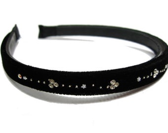 Black - velvet thin headband